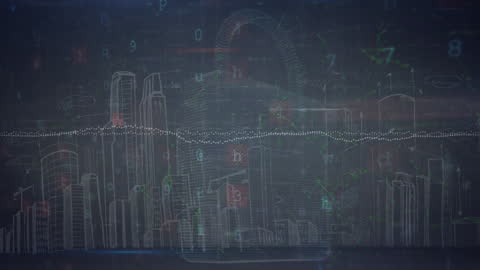 Digital Network Security Concept over Cityscape