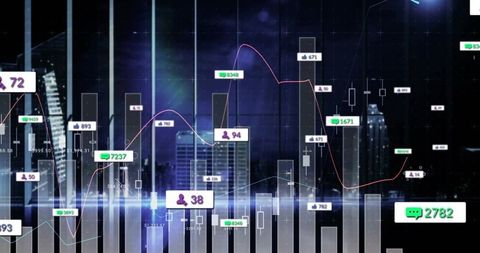 Innovative Analytics Dashboard over City Night Skyline