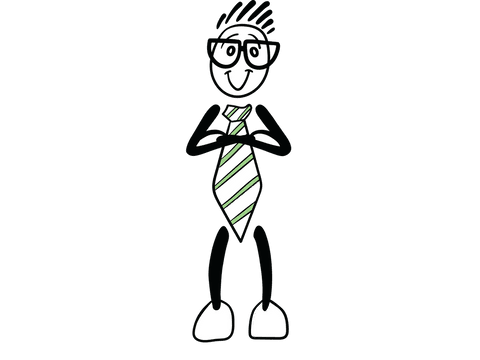 Male cartoon with transparent background and crossed arms