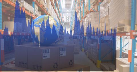 Global Data Processing Overlay in Warehouse Setting - Download Free Stock Images Pikwizard.com