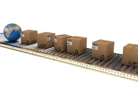 Transparent Conveyor Belt with Boxes and Globe - Download Free Stock Videos Pikwizard.com