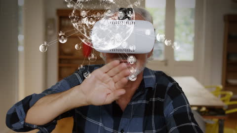 Businessman Exploring Connections with Virtual Reality Technology