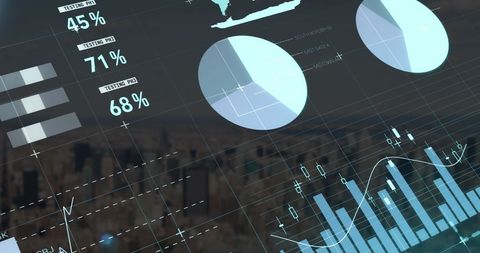 Cityscape Overlaid with Data Analytics Infographics - Download Free Stock Images Pikwizard.com