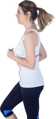 Fit Woman in Sportswear Jogging on Transparent Background