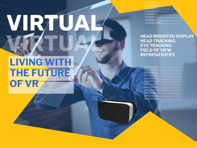 Man Immersed in Virtual Reality Experience with VR Headset - Download Free Stock Templates Pikwizard.com