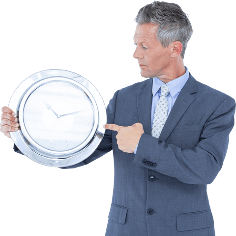 transparent businessman holding wall clock punctual scheduling - Download Free Stock Videos Pikwizard.com
