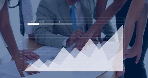 Financial Graph Overlay on Collaborative Meeting - Download Free Stock Images Pikwizard.com