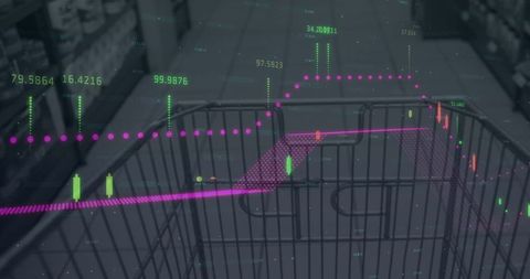 Shopping Cart with Data Visualization Overlay for Market Trends