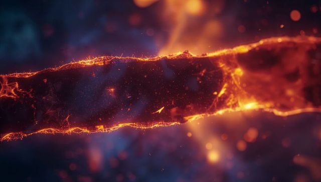 Dynamic molten filament with glowing sparks