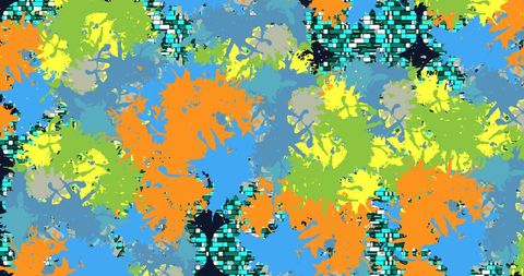 Dynamic geometric shapes and vibrant splashes abstract pattern