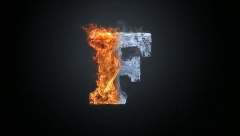 Elemental Contrast Letter F Burning with Ice and Fire