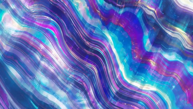 Dynamic abstract waves with vibrant colors and iridescent glows