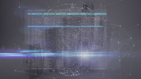Network of Data Connections Overlaying Urban Cityscape
