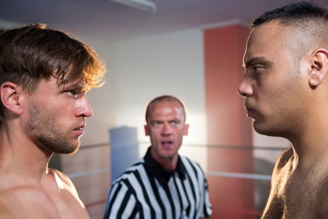 Boxers Staring Down Before Match in Ring - Download Free Stock Photos Pikwizard.com