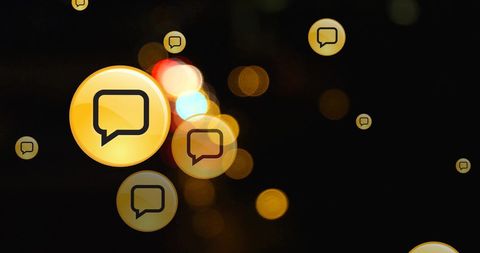 Abstract speech bubbles overlay on blurred traffic scene