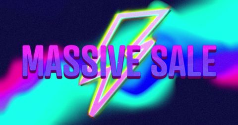 Retro Style Massive Sale Announcement Over Neon Background