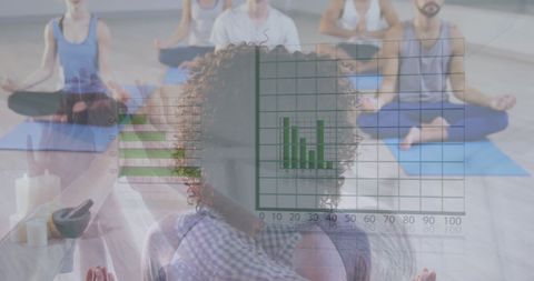 Yoga Practice with Graph Overlay Highlighting Wellness Progress