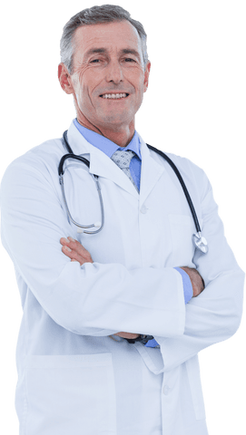 confident senior medical professional in white coat transparent background - Download Free Stock Videos Pikwizard.com