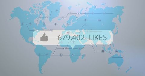 Digital World Map with Social Media Expansion Like Counter - Download Free Stock Images Pikwizard.com