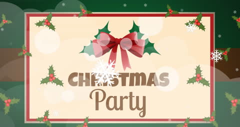 Festive Christmas Party Invitation with Berries and Bow