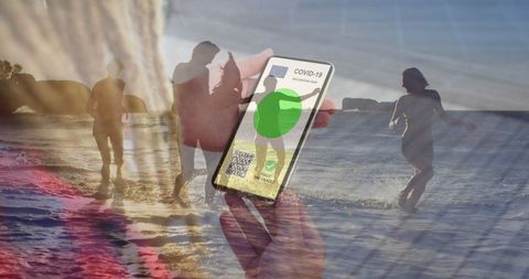 digital vaccination passport with beach scene overlay - Download Free Stock Images Pikwizard.com