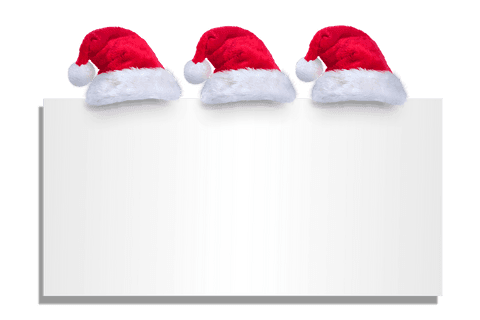 Row of Santa Claus Hats on Transparent Background for Festive Designs