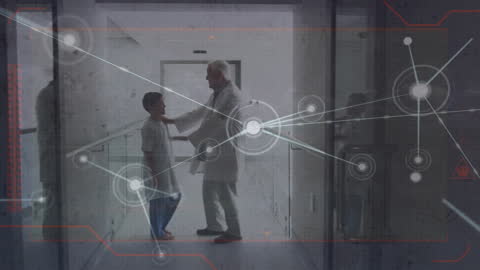 Futuristic Healthcare Connections in Hospital Corridor