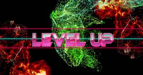 Level Up Digital Banner with Vibrant Waves