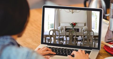 Person Browsing Elegant Dining Room Interior Online - Download Free Stock Images Pikwizard.com