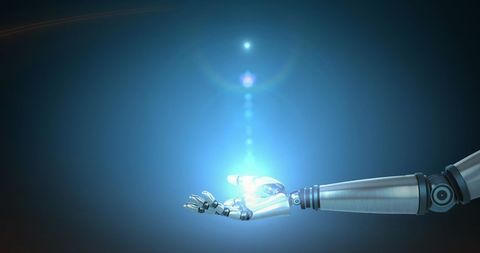 Futuristic Robotic Arm Emitting Blue Light for Advanced Technology Theme - Download Free Stock Images Pikwizard.com