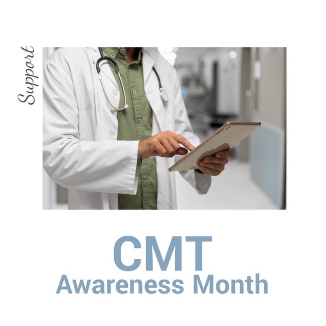 Doctor Using Tablet for CMT Awareness Campaign - Download Free Stock Templates Pikwizard.com