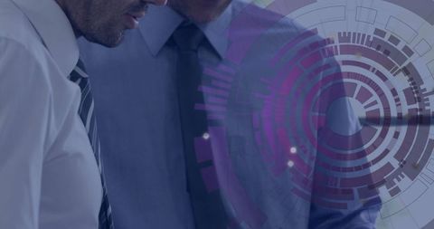 Business Professionals Discussing Digital Data Overlay