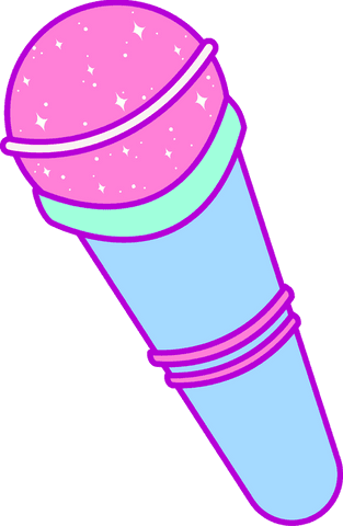 Transparent cartoon pastel microphone with sparkling head