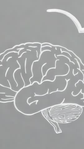 White Brain Outline Morphing into Cloud on Grey Backdrop, Vertical Minimal Mind Innovation Clip