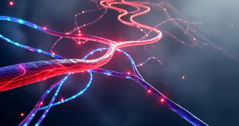 Futuristic Gliding Camera Over Pulsating Tubular Structures