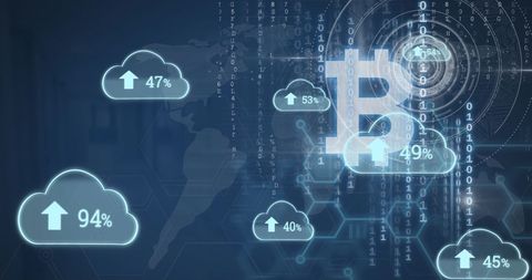 Bitcoin and Cloud Technology with Binary Code Background - Download Free Stock Images Pikwizard.com
