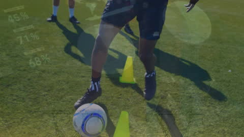 Soccer Player Practicing with Augmented Reality Data Overlay