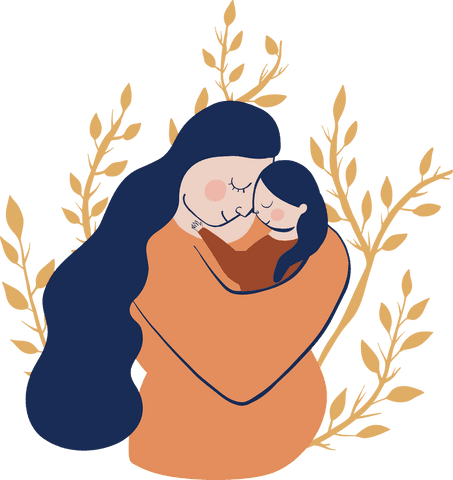 Mother Embracing Child Nature Concept Transparent Background