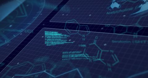 Futuristic Digital Interface with Chemical Formulas and Data Streams - Download Free Stock Images Pikwizard.com