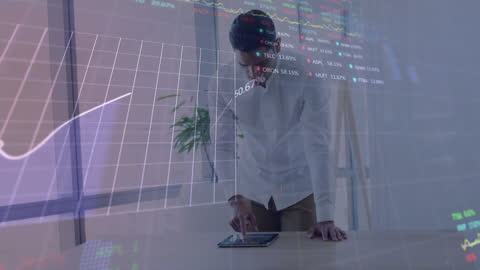 Business Professional Analyzing Stock Market Data with Digital Tablet