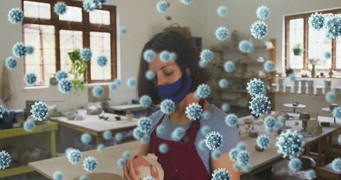 Potter Working amidst Covid-19 Virus Illustrations