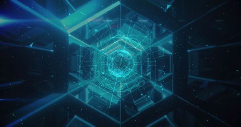 Futuristic Digital Network with Geometric Grid and Blue Glow - Download Free Stock Images Pikwizard.com