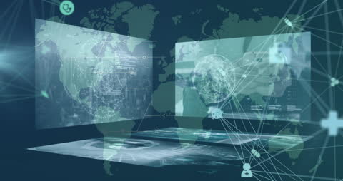 Global Digital Network with Futuristic Data Interface