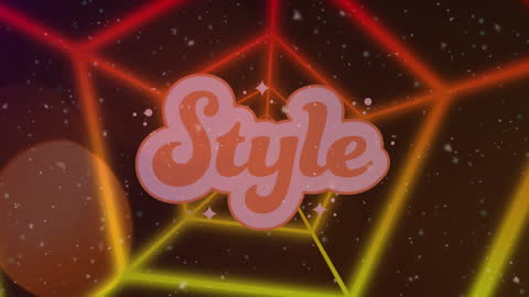 Neon Tunnel with Retro Style Typography