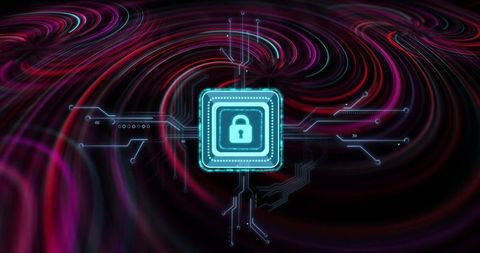 Glowing Padlock in Abstract Tech Surrounding Indicating Cybersecurity