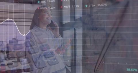 Modern Businesswoman Analyzing Market Trends on Phone