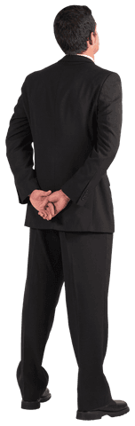 Transparent Businessman Standing Curiously from Behind