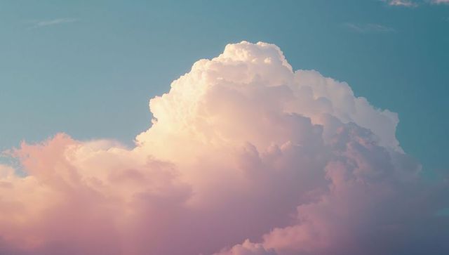 Serene Pastel Cumulus Clouds with Gentle Sunset Hues