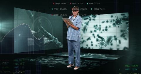 Doctor Analyzing Digital Medical Data