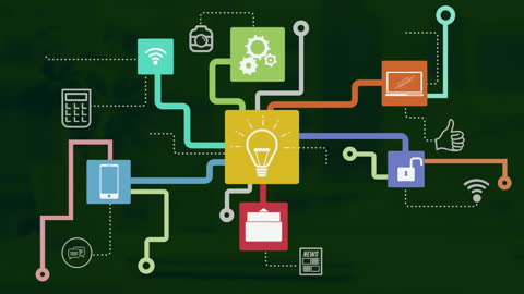 Colorful Network Diagram Representing Digital Communication